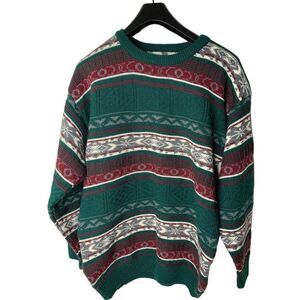 Vintage 90s Emerald club Fair Isle sweater pullover crew neck green size large